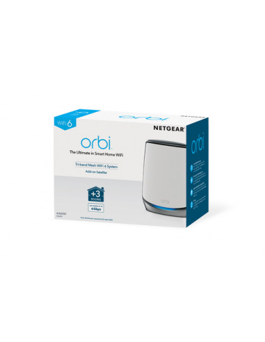 NETGEAR Orbi RBS850 AX6000 WiFi 6 Mesh Sattelite Banda tripla (2.4 GHz/5 GHz/5 GHz) Wi-Fi 6 (802.11ax) Grigio, Bianco 4 Interno