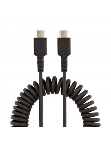 StarTech.com Cavo USB C Ricarica Veloce da 50cm Cavetto USB tipo C 2.0 Spiralato di Alimentazione e Sincronizzazione Resistente 