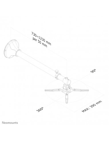 Neomounts BEAMER-W100SILVER Supporto a parete beamer - prof. 73-123 cm - mobilità completa