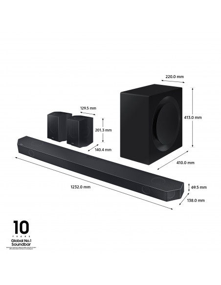 Samsung Soundbar HW-Q990D/ZF Serie Q, 22 Speaker, Wireless Dolby Atmos, Audio a 11.1.4 Canali, Q-Simphony, Alexa integrato e com
