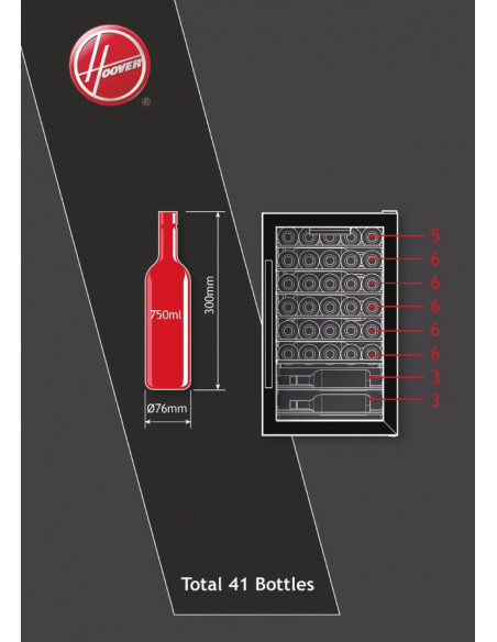 Hoover H-WINE 500 HWC 150 EELW/N Libera installazione Nero 41 bottiglia/bottiglie
