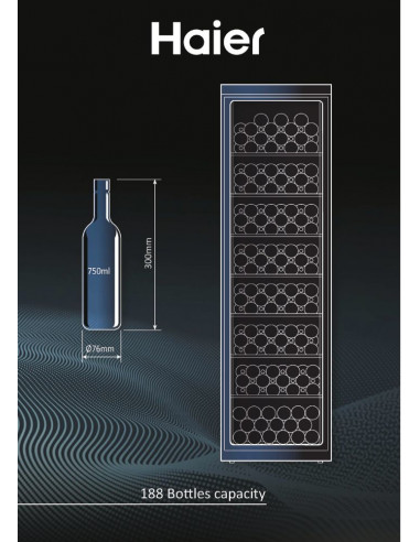 Haier Wine cellar HWS188GAE Libera installazione Nero 188 bottiglia/bottiglie