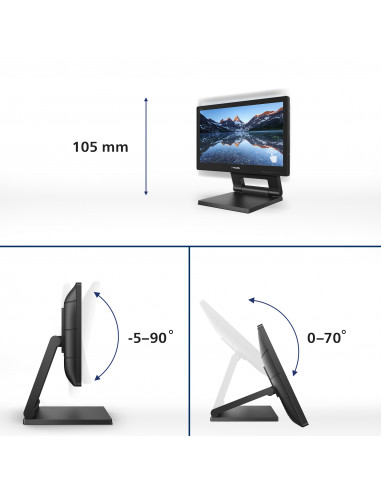 Philips 162B9T/00 Monitor PC 39,6 cm (15.6") 1366 x 768 Pixel HD LCD Touch screen Nero