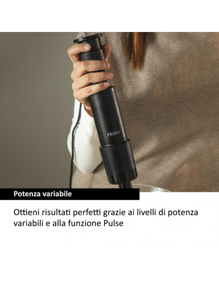 Haier Frullatore a immersione I-Master Serie 5 Nero, 3 lame in acciaio inox, becher 0,9 L, Accessoriato