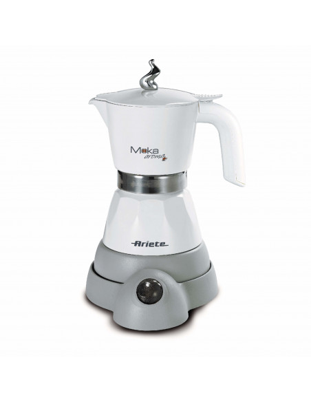Ariete 1358 Moka Aroma - Moka elettrica 2/4 tazze - Autospegnimento - Mantenimento temperatura per 30' - 400 Watt - Bianco
