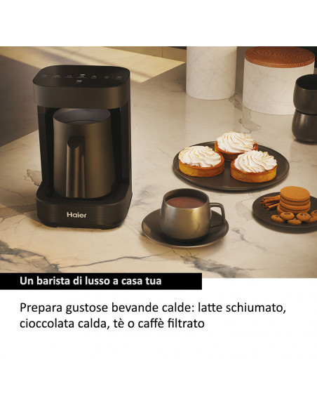 Haier Multi Beverage I-Master Serie 5 Nero, Salvaspazio 3 in 1, 6 programmi automatici
