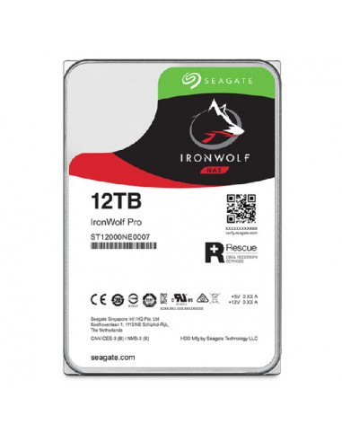 Seagate IronWolf Pro ST12000NT001 disco rigido interno 12 TB 7200 Giri/min 256 MB 3.5" Serial ATA III