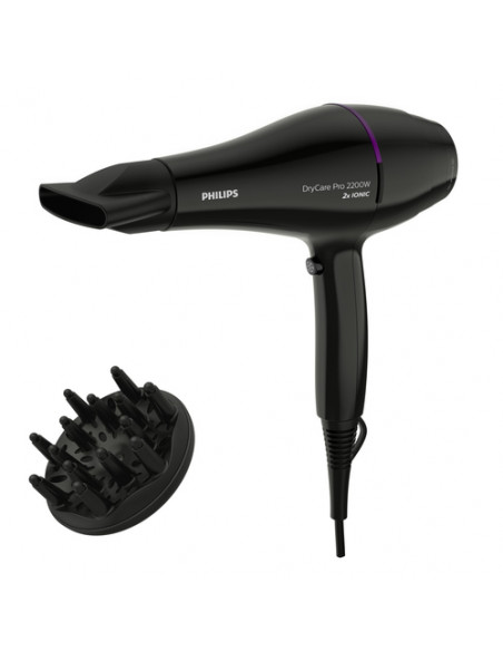 Philips DryCare Asciugacapelli professionale con asciugatura veloce e potente motore AC 2200W, diffusore incluso BHD274/00