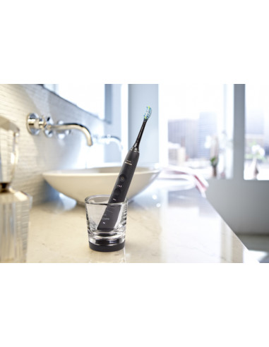 Philips DiamondClean 9000 Sonicare Spazzolini Elettrici Sonici con App, confezione da 2 Spazzolini Neri HX9914/54