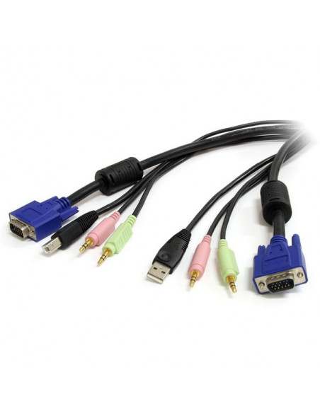 StarTech.com Cavo switch KVM VGA USB 4 in 1 da 1,8 m con audio e microfono