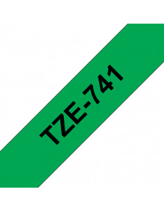 Brother TZE-741 nastro per etichettatrice Nero su verde TZ