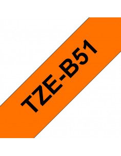 Brother TZE-B51 nastro per etichettatrice Nero su arancione fluorescente
