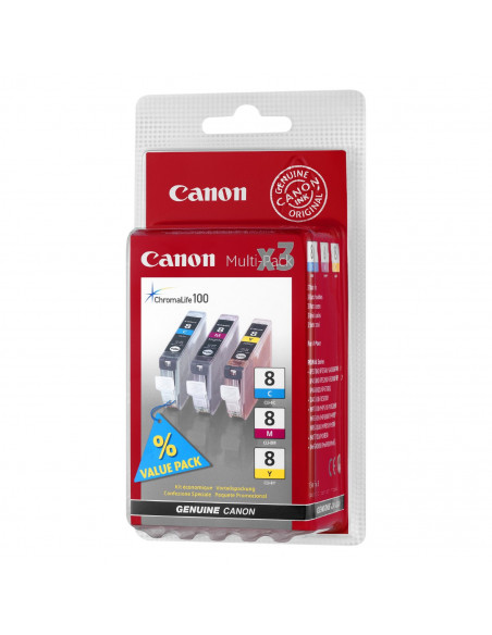 Canon CLI-8 C/M/Y cartuccia d'inchiostro 3 pz Originale Ciano, Magenta, Giallo