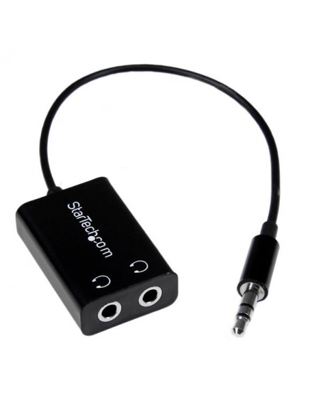 StarTech.com Addatore cavo splitter mini jack per auricolari slim nero - 3,5 mm maschio a 2 x 3,5 mm femmina