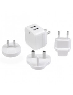 StarTech.com Caricabatterie da Muro a doppia porta x2 USB ad alta potenza ( 17W / 3.4 Amp ) con prese da viaggio (Internazionale