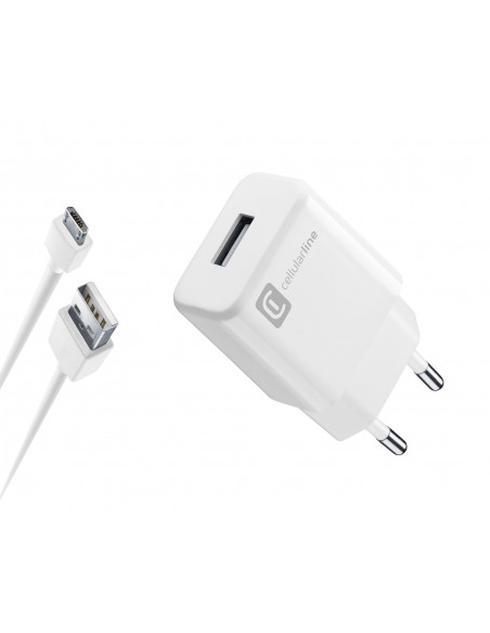 Cellularline USB Charger Kit 2A - Micro USB - Huawei, Xiaomi, Wiko, Asus and other smartphone Caricabatterie da rete veloce 2A c