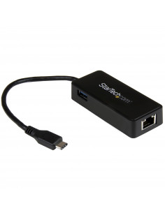 StarTech.com Adattatore di rete USB-C a RJ45 Gigabit Ethernet con porta USB-A supplementare - USB 3.1 Gen 1 - (5 Gb/s) - Nera