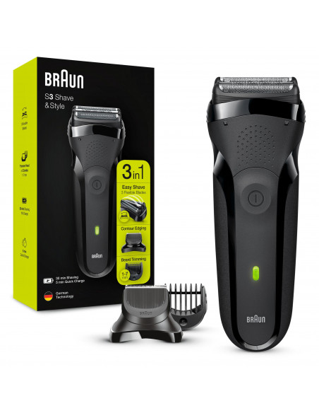 Braun Series 3 Shave&Style 300BT Rasoio Da Barba Elettrico Da Uomo, Nero
