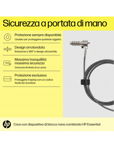 HP Lucchetto a combinazione per cavo nano Essential