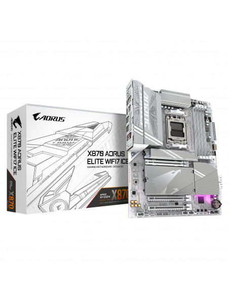 GIGABYTE X870 AORUS ELITE WIFI7 ICE Scheda Madre - Supporta CPU AMD Ryzen 9000, 16+2+2 fasi VRM digitale, fino a 8200MHz DDR5 (O