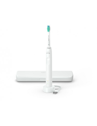 Philips Sonicare serie 3100 Spazzolino Elettrico Sonico Bianco, con custodia da viaggio HX3673/13