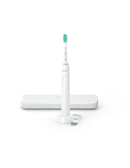 Philips Sonicare serie 3100 Spazzolino Elettrico Sonico Bianco, con custodia da viaggio HX3673/13