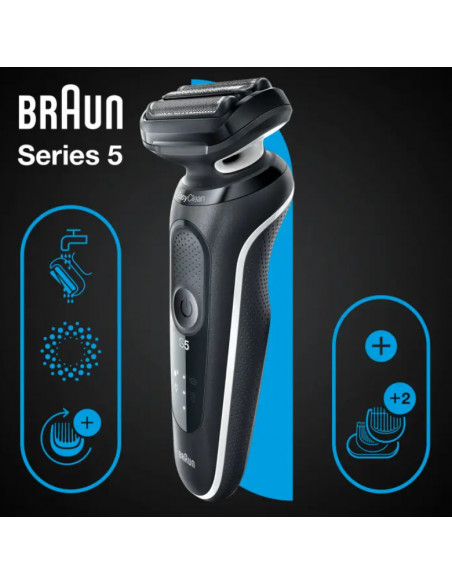 Braun Series 5 51-W1600s Rasoio Nero, Bianco