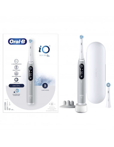 Oral-B iO Spazzolino Elettrico Ricaricabile 6S Grigio, 2 Testine, 1 Custodia Da Viaggio, 1 Spazzolino