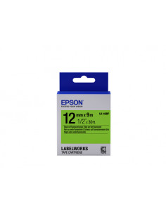 Epson Nastro fondo Fluorescente Verde per testo Nero 12/9 LK-4GBF