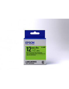 Epson Nastro fondo Fluorescente Verde per testo Nero 12/9 LK-4GBF 2