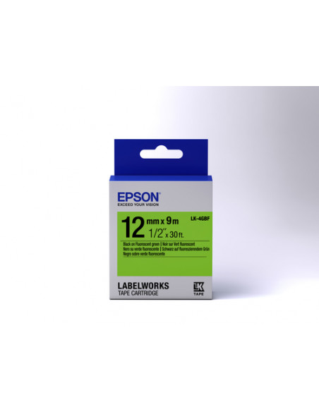 Epson Nastro fondo Fluorescente Verde per testo Nero 12/9 LK-4GBF