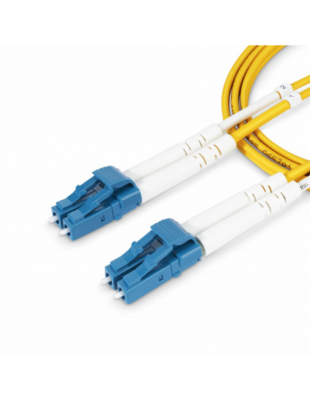 StarTech.com Cavo in fibra ottica duplex monomodale OS2 da LC a LC (UPC) da 5m, 9/125µm, 100G, Insensibile alla piegatura, Bass