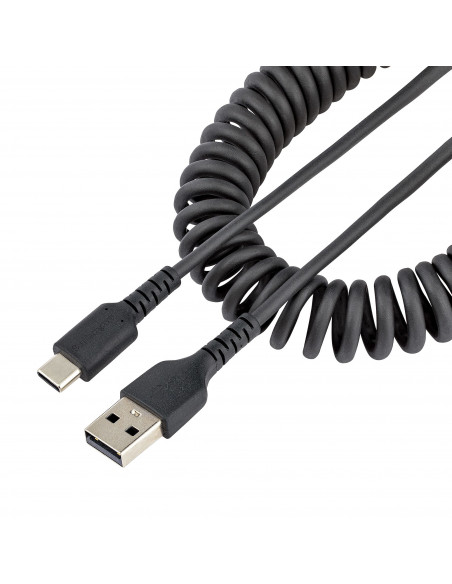 StarTech.com Cavo USB C Ricarica Veloce da 1m Cavetto USB tipo C 2.0 Spiralato di Alimentazione e Sincronizzazione Cavo Adattato