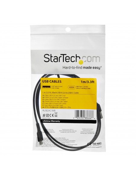 StarTech.com Cavo di Ricarica USB-C da 1m - Resistente Cavetto USB-C di Ricarica Veloce e Sync da USB 2.0 a USB Type C 60W - Riv