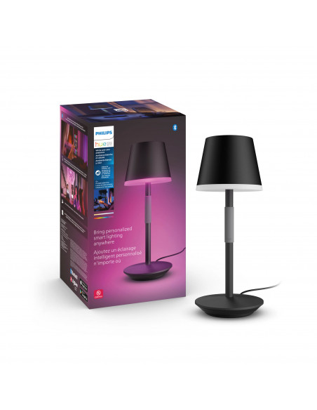 Philips Hue White and Color ambiance Go Lampada Smart da Tavolo Ricaricabile Nera Wireless