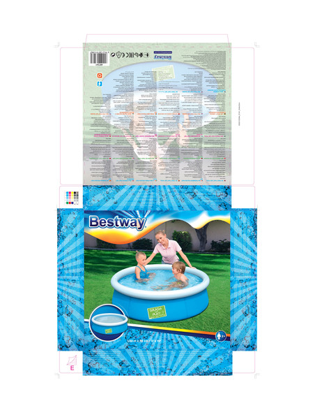Bestway Fast Set 57241 piscina fuori terra Piscina gonfiabile Piscina rotonda 477 L Blu, Verde, Arancione