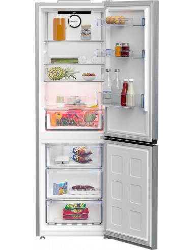 Beko Frigorifero Combi 1.80cm, Classe C, Total NF, Compressore ProSmart™Inverter, Metal Look, AeroFlow, HarvestFresh, 35 dBA