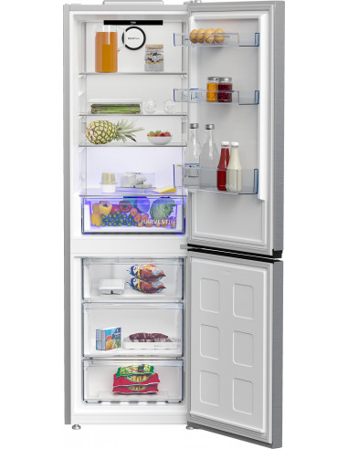 Beko Frigorifero Combi 1.80cm, Classe C, Total NF, Compressore ProSmart™Inverter, Metal Look, AeroFlow, HarvestFresh, 35 dBA