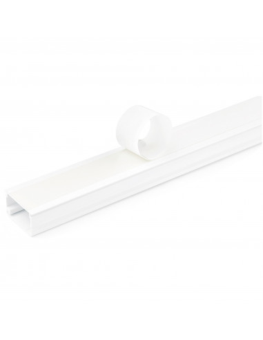 StarTech.com Canalina per la gestione dei cavi solida con nastro adesivo e coperchio, 29 mm P x 20mm H - 1,8m L , canaletta in P