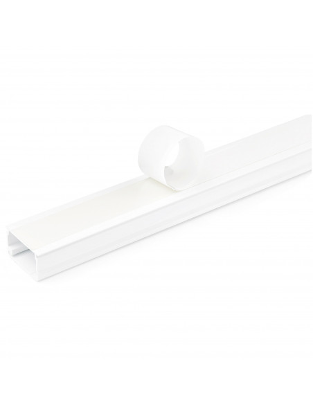 StarTech.com Canalina per la gestione dei cavi solida con nastro adesivo e coperchio, 29 mm P x 20mm H - 1,8m L , canaletta in P