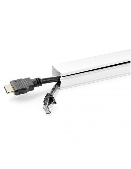 StarTech.com Canalina per la gestione dei cavi solida con nastro adesivo e coperchio, 29 mm P x 20mm H - 1,8m L , canaletta in P