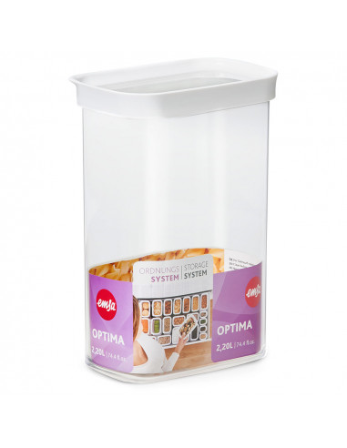 EMSA Optima Rettangolare Contenitore 2,2 L Trasparente, Bianco 1 pz