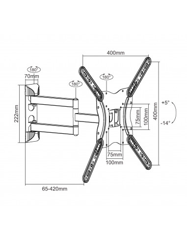 Equip Staffa per montaggio a parete del televisore articolato da 23” a 55”