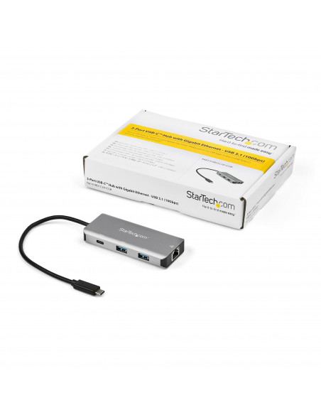 StarTech.com Hub USB-C a 3 porte con Gigabit Ethernet RJ45 GbE - 2x USB-A, 1x USB-type C - Adattatore SuperSpeed 10Gbps USB 3.2 