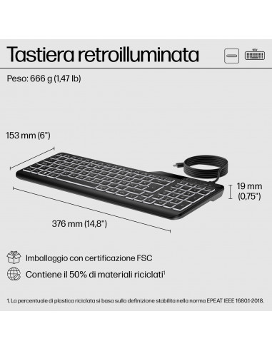 HP Tastiera cablata 400 retroilluminata
