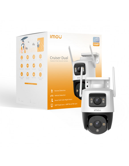 Imou Crusier DUAL 10MP (5MP+5MP) Telecamera Wi-Fi Esterno Doppio Obiettivo, 360°PTZ Videocamera Sorveglianza Esterno con Vision