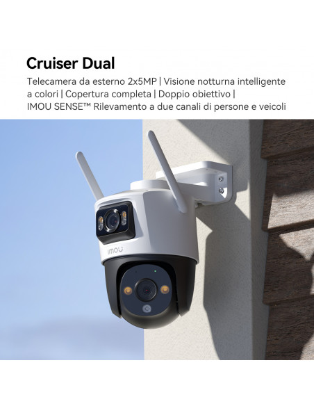 Imou Crusier DUAL 10MP (5MP+5MP) Telecamera Wi-Fi Esterno Doppio Obiettivo, 360°PTZ Videocamera Sorveglianza Esterno con Vision