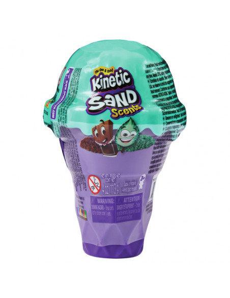 Kinetic Sand , Coni Gelato a sorpresa, 113gr di sabbia naturale profumata in 2 colori - dai 3 anni