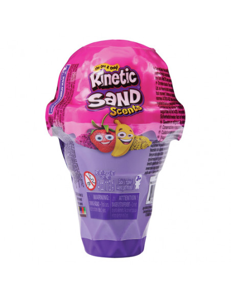 Kinetic Sand , Coni Gelato a sorpresa, 113gr di sabbia naturale profumata in 2 colori - dai 3 anni