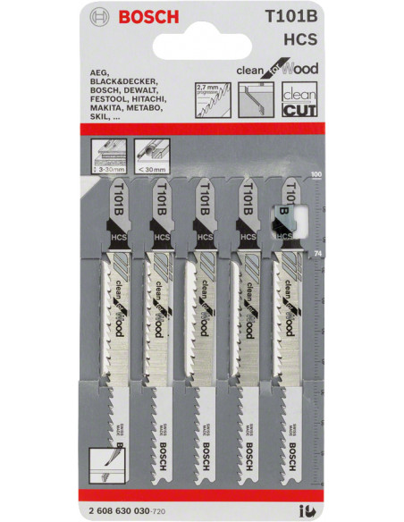 Bosch 2 608 630 030 lama per sega a gattuccio, sega a traforo e sega universale Lama per seghetto alternativo Acciaio al carboni